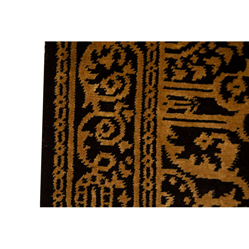 Oriental Hand-Knotted Wool Black/Gold Area Rug