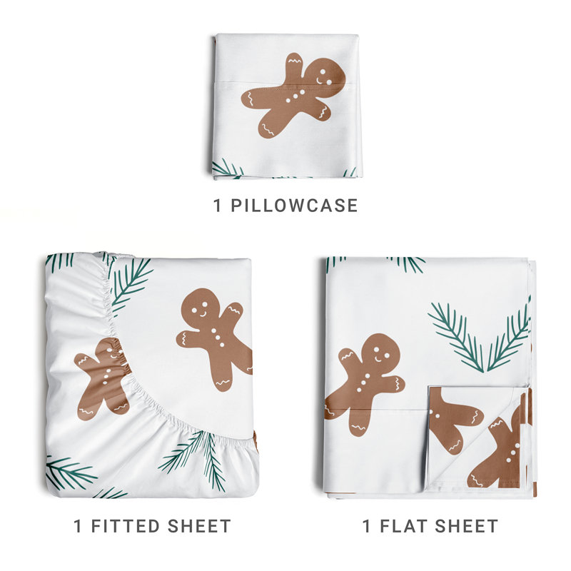 Christmas Sheet Set, Festive Holiday Bedding, Soft & Cozy, Wrinkle Free Bed Sheets, Ginger, Twin Sheet Set + 1 Pillowcase