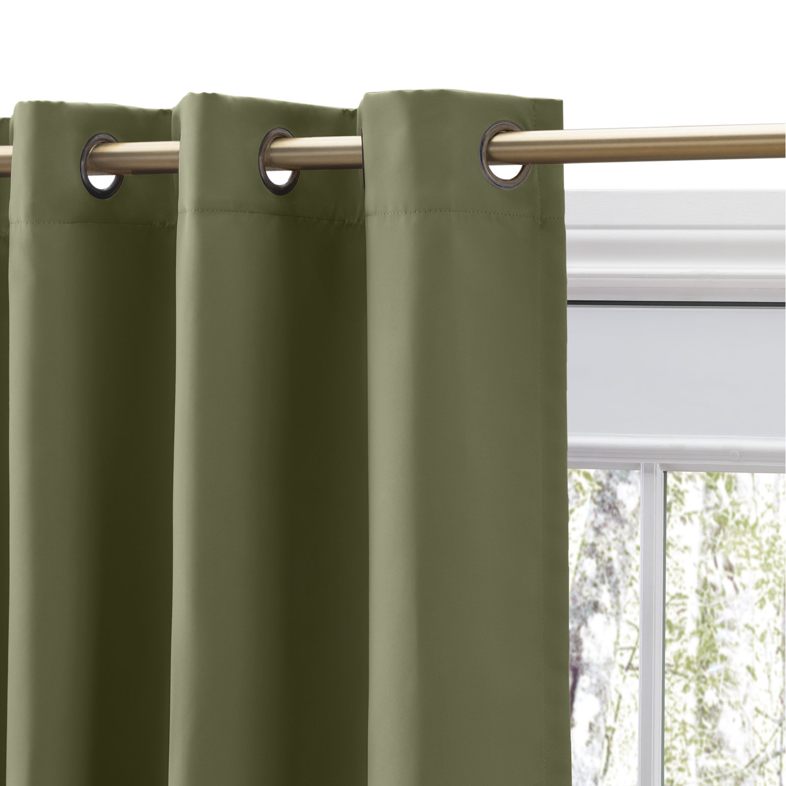 Ardelle Blackout Grommet Curtain Panel, 56" W x 84" L, Sage with Antiqued Bronze Grommets