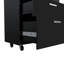 Armoire de rangement 3 tiroirs avec bureau à roulettes Lions, finition wengé noir