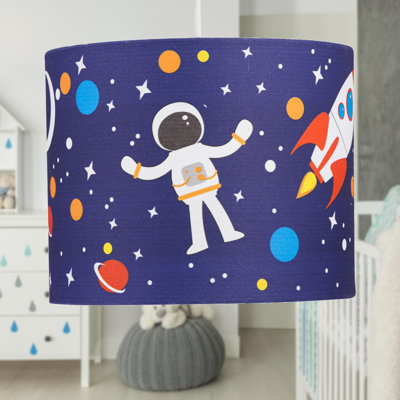 20cm H Cotton Drum Pendant Shade ( Uno ) in Spaceman Digital Print