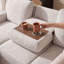 Canapé-lit d'angle réversible en forme de L avec méridienne de rangement, accoudoir amovible avec porte-gobelets, ports de chargement USB et Type-C, revêtement en lin avec tablette latérale, beige