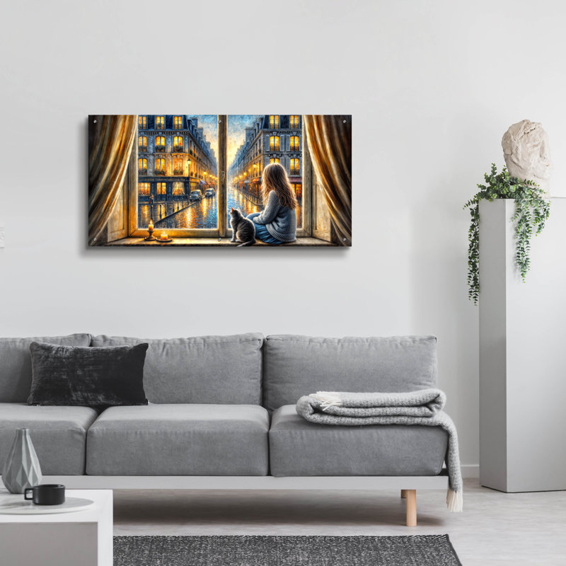  «Twilight In Paris» par Rey Klimt, art mural en verre acrylique, 48 po x 24 po