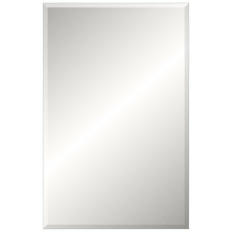 Floater 2 Solid Wood Beveled Mirror, Matte White, 35.25" x 23.25", Rectangle