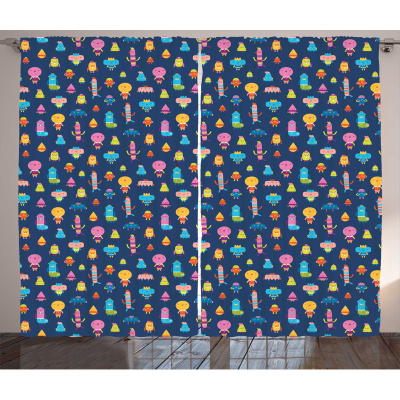 Décoration graphique Print & texte tige semi Sheer poche panneaux de Rideau, 54" lx 108" l