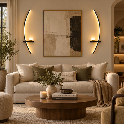 Ensemble de 34 appliques murales à DEL sans fil 34 po, 3 lumières murales noires rechargeables à arc avec 3 températures de couleur, fixation murale amovible, batterie intégrée de 4 000 mAh