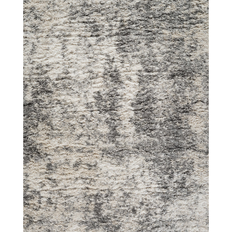Hudgens Performance Abstract Shag Area Rug , Rectangle 10' x 14', Ivory/Gray