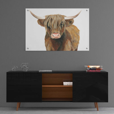 Art mural en verre acrylique, "Highland Catti II" par Grace Popp