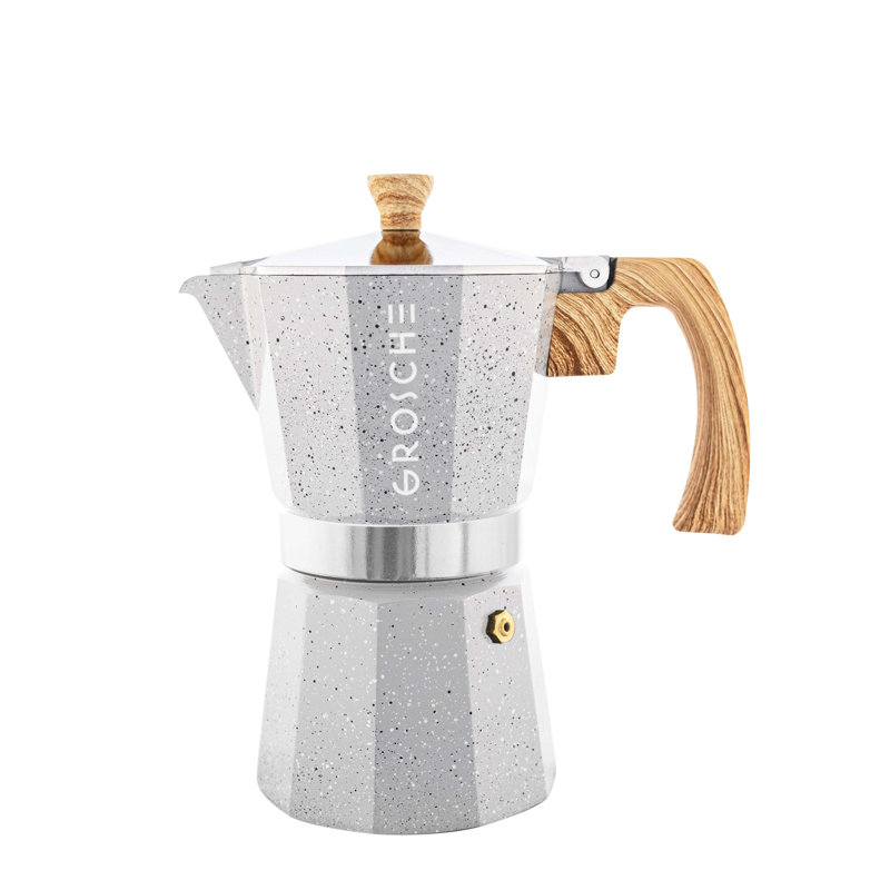 Milano Fossil Gray 6-Cup Stone Finish Stovetop Espresso Maker