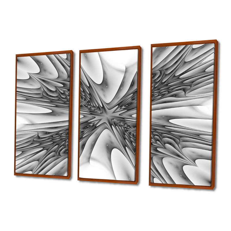 Fractal 3D Magical Profondeur - 3 pièces, impression sur toile, H 40 po x l 60 po, Brown