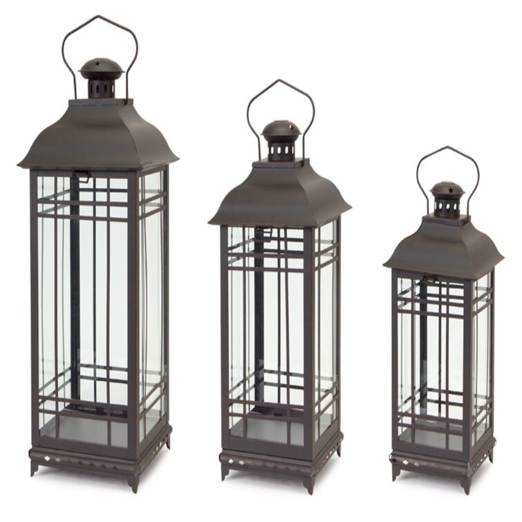 Hampton Bay 22 in. Traditional Black Steel Outdoor Patio Lantern