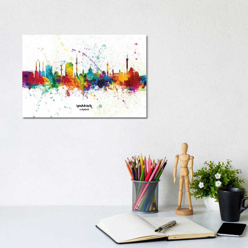 Hannover Germany Skyline Splash by Michael Tompsett - Wrapped Canvas Gallery-Wrapped Canvas Giclée, 20.32 cm H x 30.48 cm W