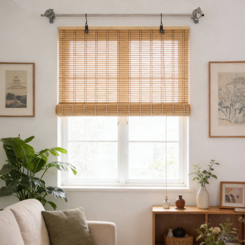 Bamboo Room Darkening Curtain Single Panel, 100cm W x 180cm L