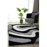 Thionville Shag Black/Grey Shag Area Rug