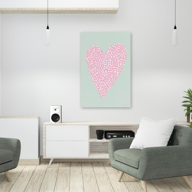 Cœur rose tacheté, H 24 po x l 36 po