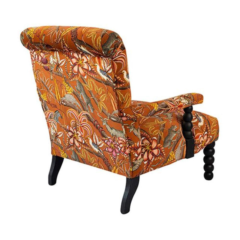 Pod Occasional Chair Upholstered in Ardmore Fabric, Pangolin Park Rust Velvet