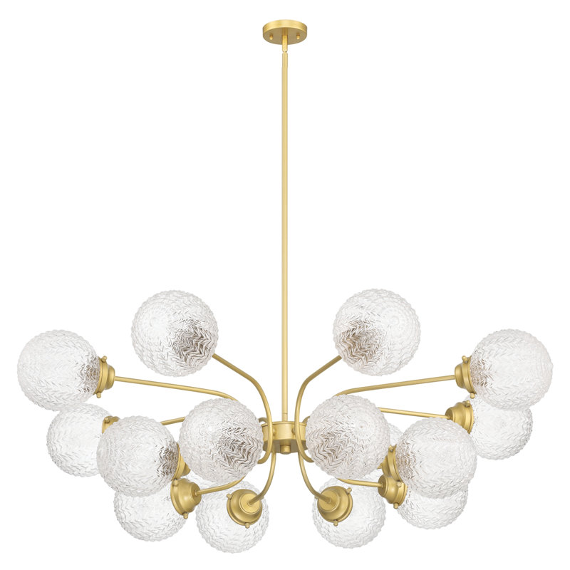 Lustre spoutnik / sphère 16 lumières Veturia avec globes en verre texturé