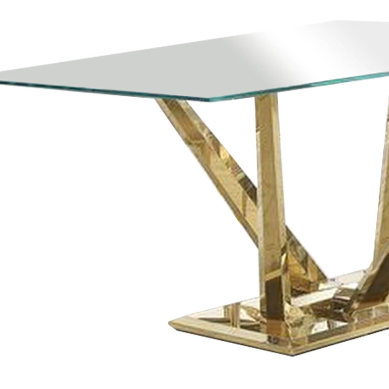 Glass Top Metal Base Dining Table