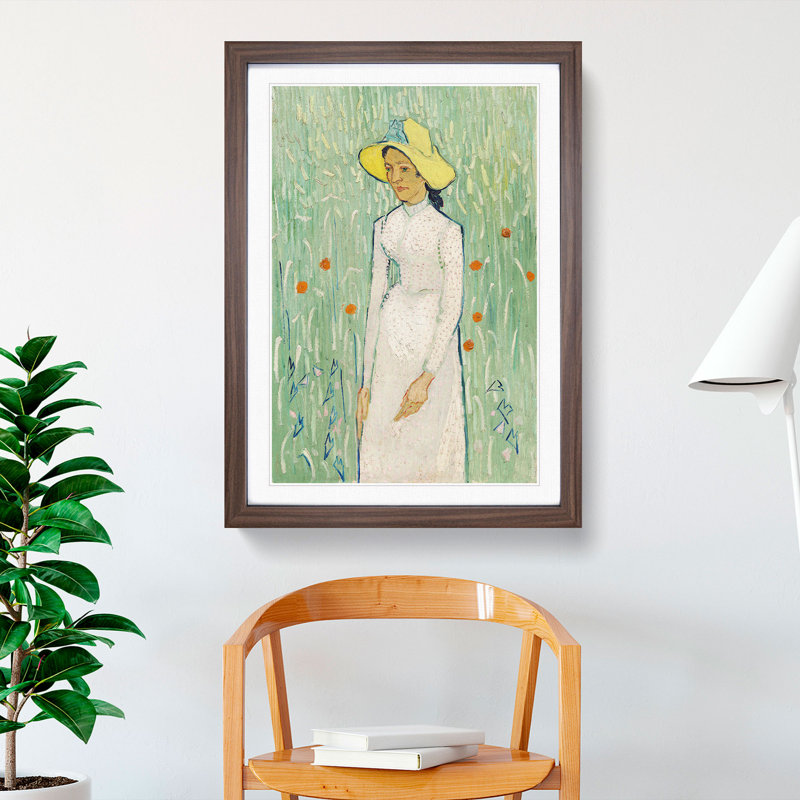 Girl in White by Vincent Van Gogh - Picture Frame Painting, Walnut Framed, 36cm H x 27cm W x 2cm D