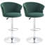 Ensemble de 2 tabourets de bar réglables, tabouret de cuisine rembourré en velours, tabouret de bar pivotant avec repose-pieds pour la salle à manger