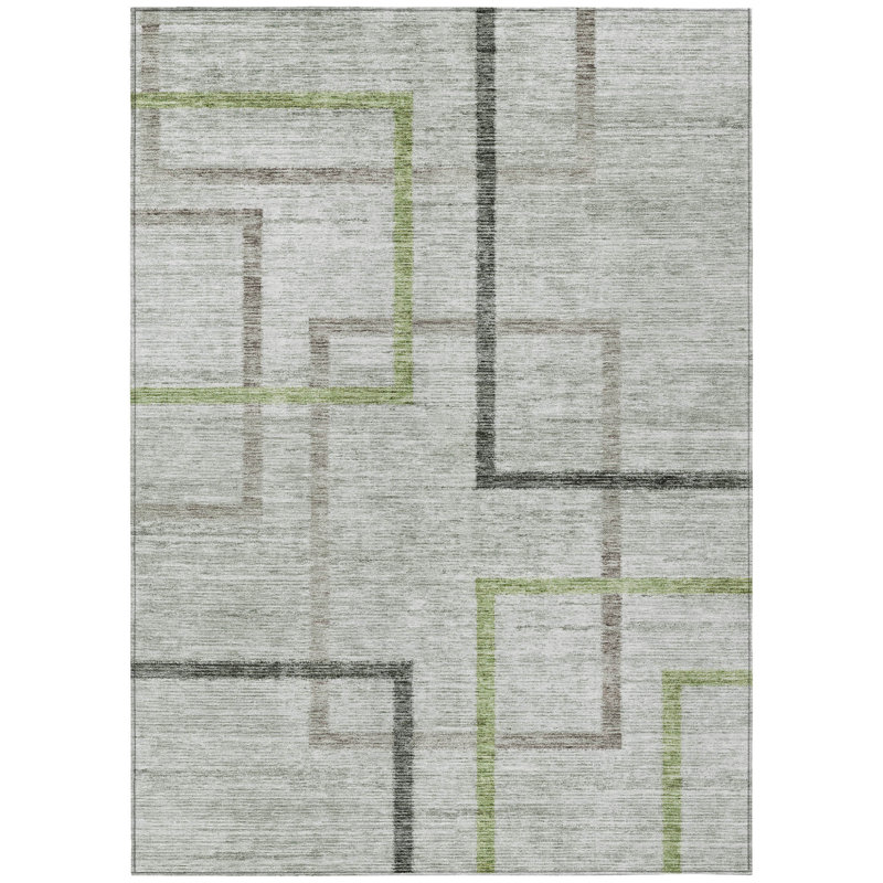 Tapis extérieur lavable géométrique 8 pi x 10 pi gris anthracite