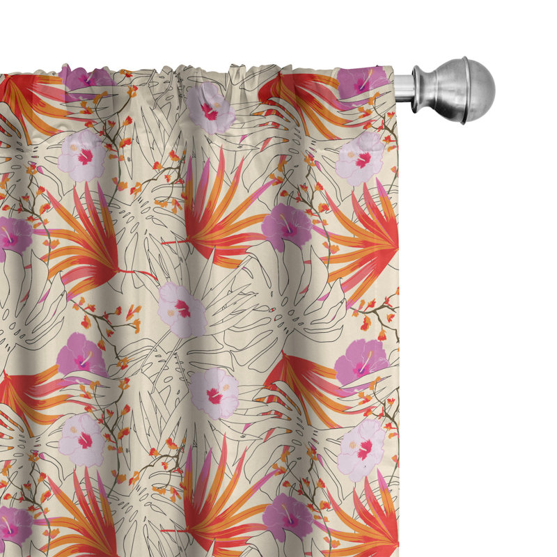 Forest Floral Semi-Sheer Rod Pocket Curtain Panels, 28" x 84"