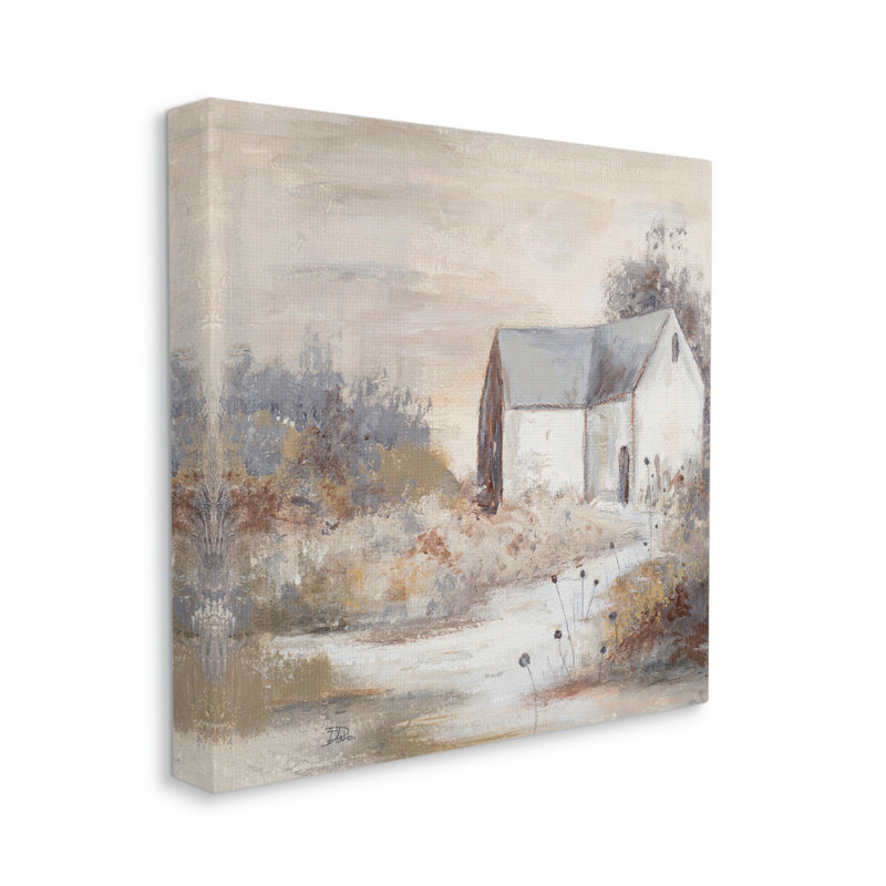 Maison de campagne avec de hautes herbes traditionnelles - Peinture, H 30 po x l 30 po x P 1,5 po, Toile tendue