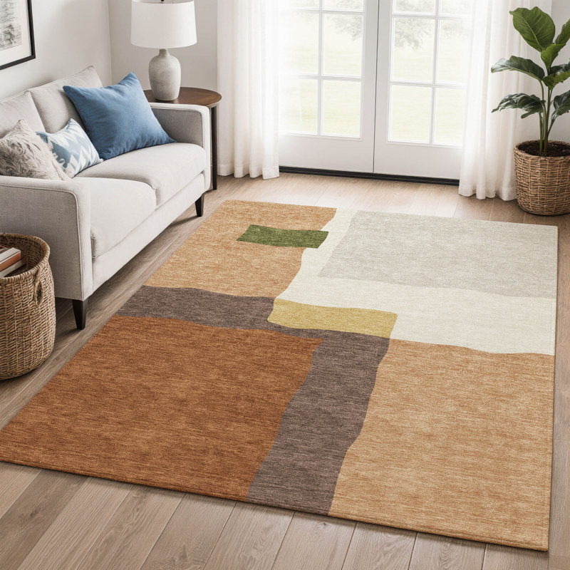 Premium Machine Washable Mayfield AMF2400 Geometric Rug, 9' x 12', Copper