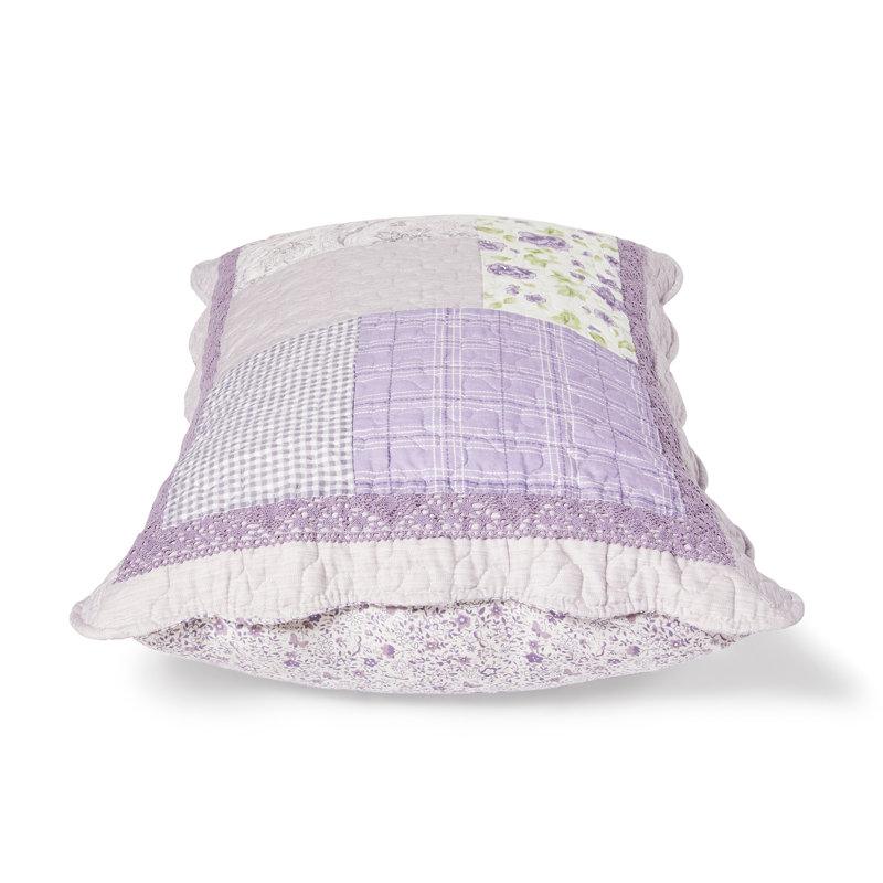 Lavender Rose Patchwork Cotton Standard Pillow Sham