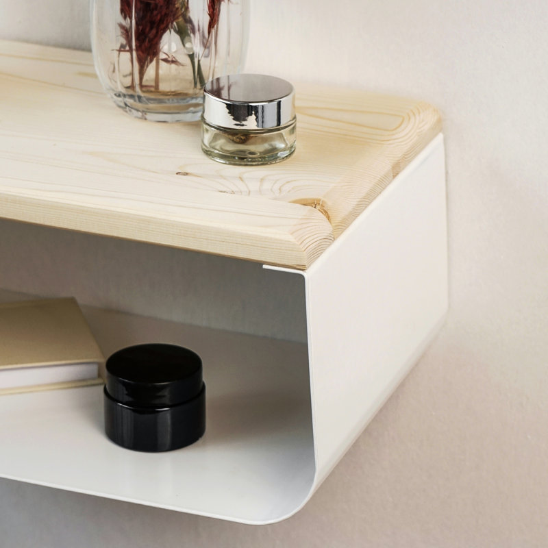Kija Minimalistic Design Metal Floating Nightstand, White