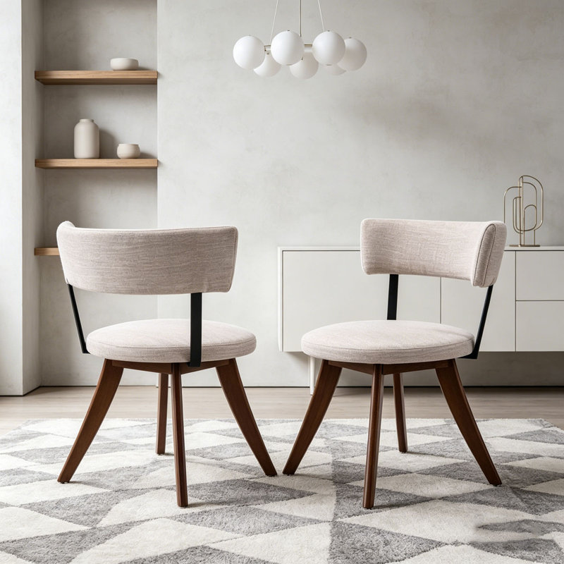 Chaises de salle à manger rembourrées Modern, Beige, noyer