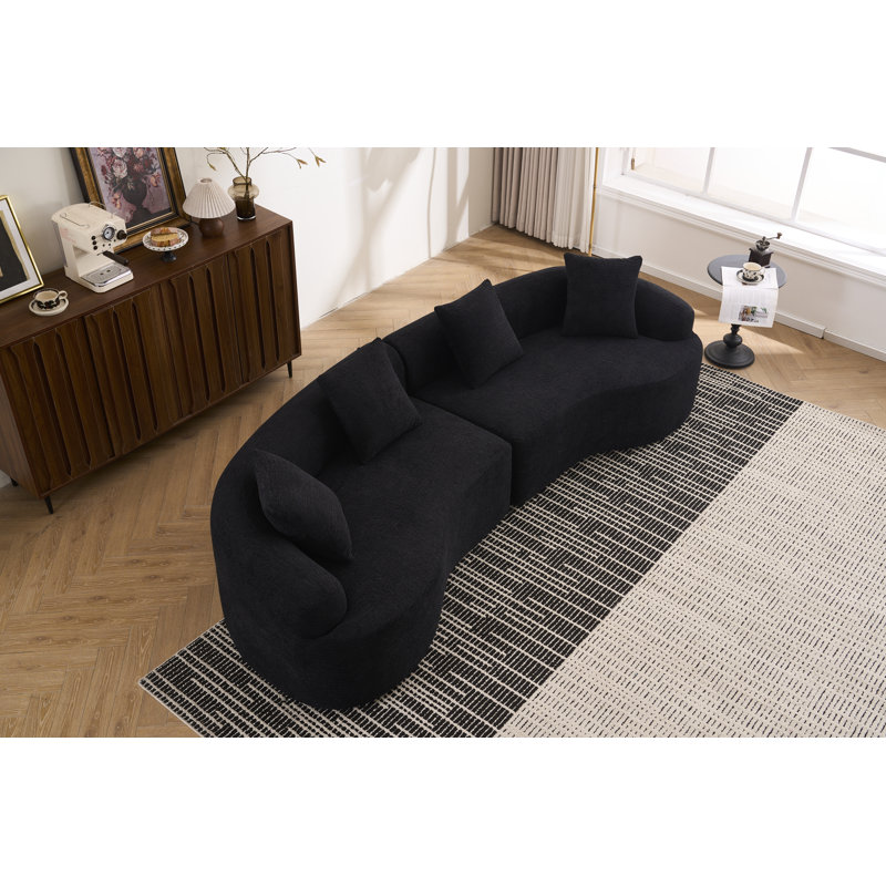 Canapé modulaire 110,2 po, canapé à dossier incurvé doux à compression complète pour salon, appartement