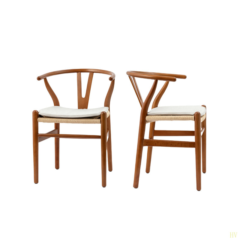 Chaises Wishbone pour salle à manger, chaise de salle à manger en bois tissé Soild, fauteuil, entièrement assemblée, ensemble de 2