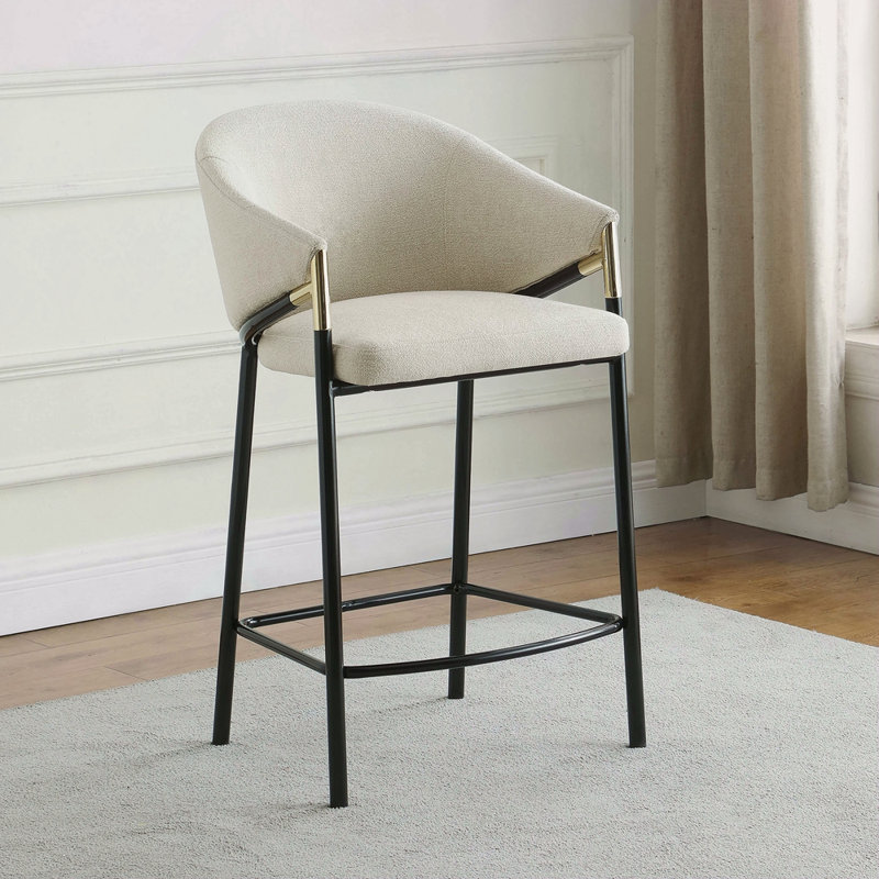 Ensemble de 2 tabourets à hauteur de comptoir beige et noir brillant
