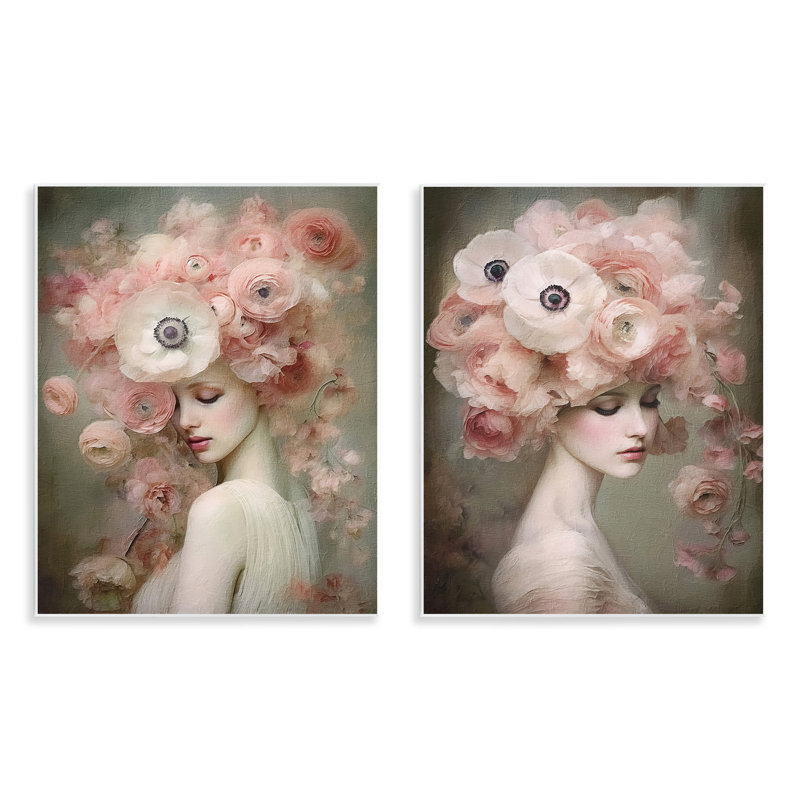 «Coral Blush», figure féminine, ensemble de 2 plaques murales par RileyB