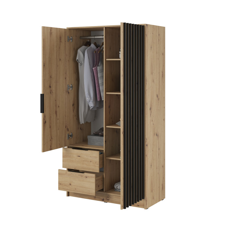 Filley 2 Door Wardrobe, Oak/Black