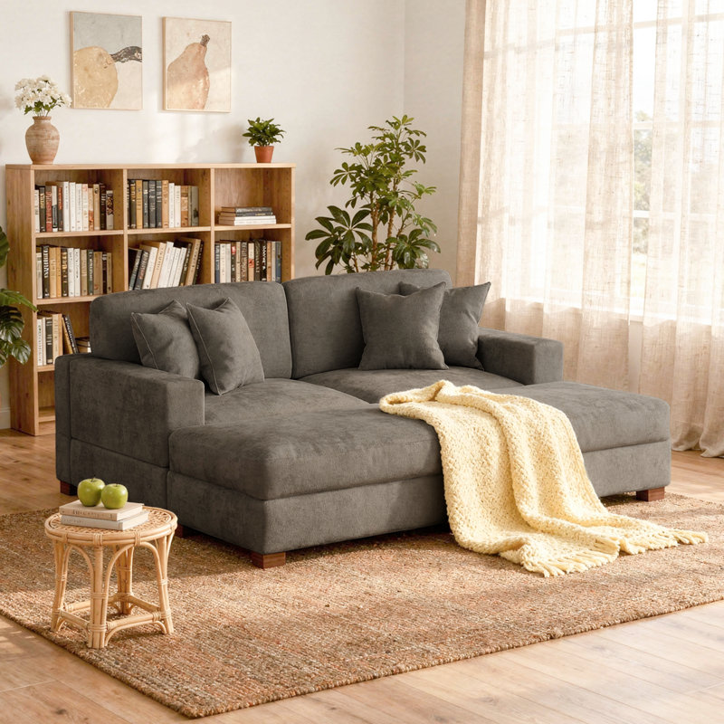 Canapé modulaire 4 pièces en chenille 4 pièces, Chenille chameau