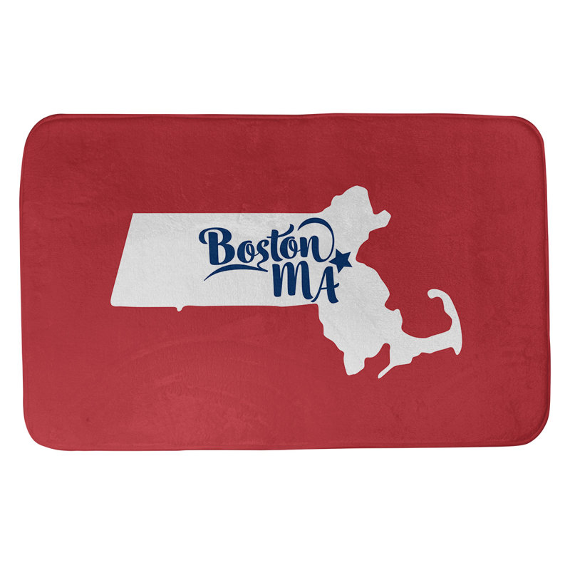 Tapis de bain antidérapant Colors, L 21 po x L 34 po, Rouge / Blanc, Boston Sports