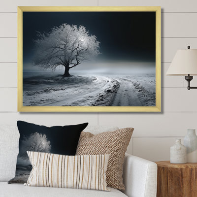 Photographie en noir et blanc d'un arbre d'hiver II sur toile