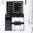 37" Middle Size Left Drawer Desktop Vanity Table + Cushioned Stool Dresser Set,2 AC+2 USB Socket,Hair Dryer Stand, Large Touch Control LED Sliding Mirror,3-color Switch