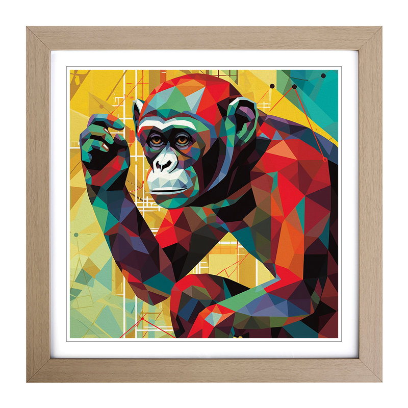 Monkey Constructivism - Framed Print, Oak