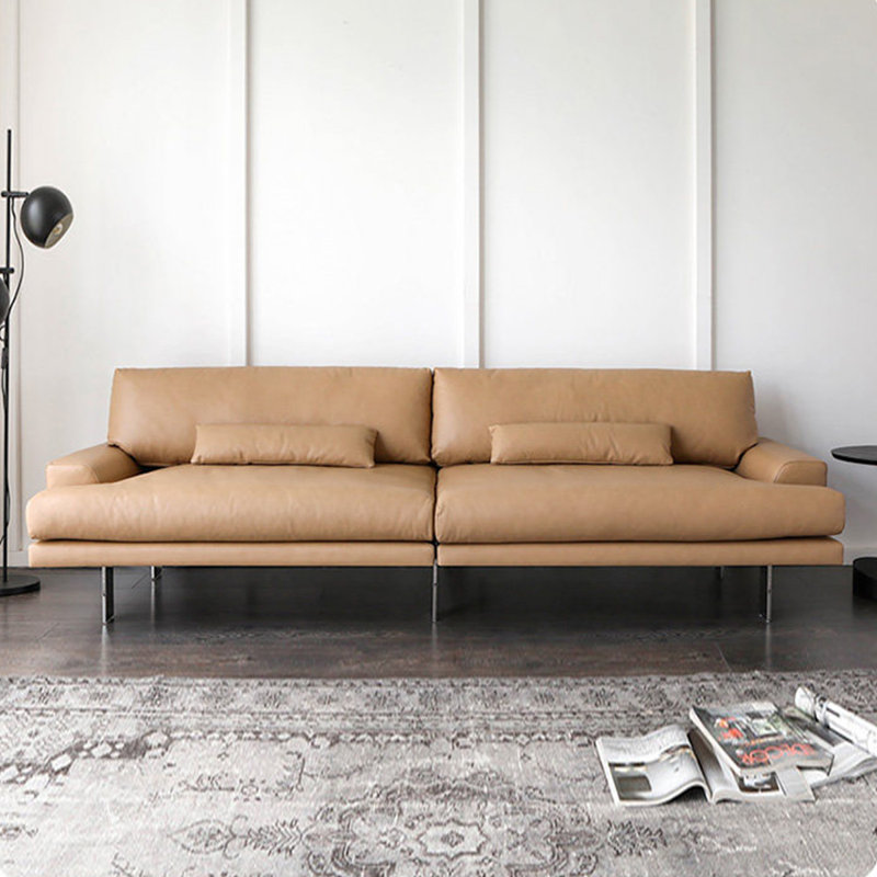 Canapé modulaire en cuir véritable Camel, 31.5" H x 86.61" W x 37.4" D, Chameau