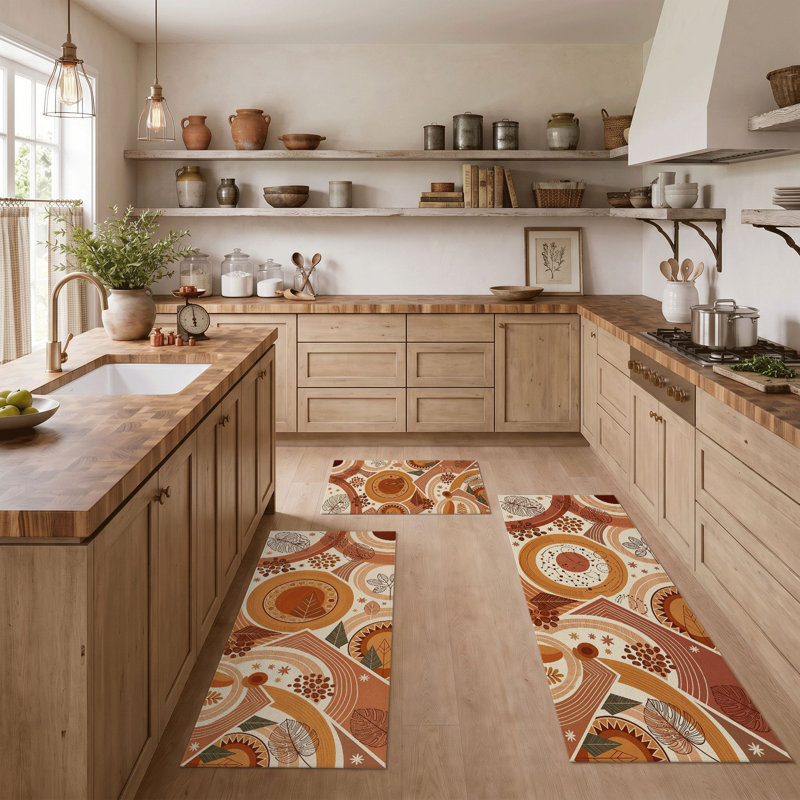 Geometric Floral Non-Slip Washable Kitchen Mats