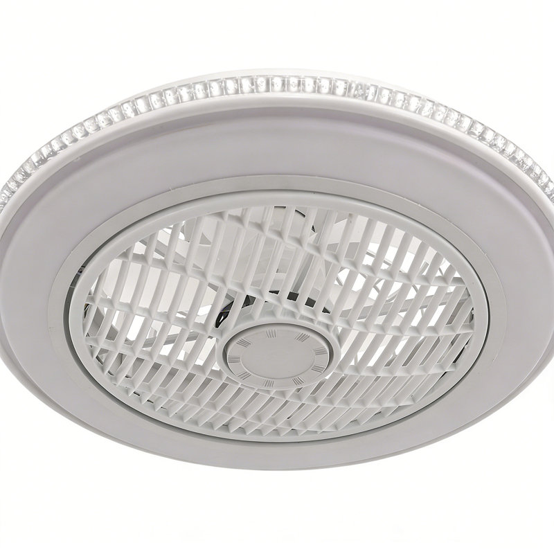 Ventilateur de plafond encastré en cristal 19 pouces avec 5 pales et 6 vitesses pour la chambre à coucher