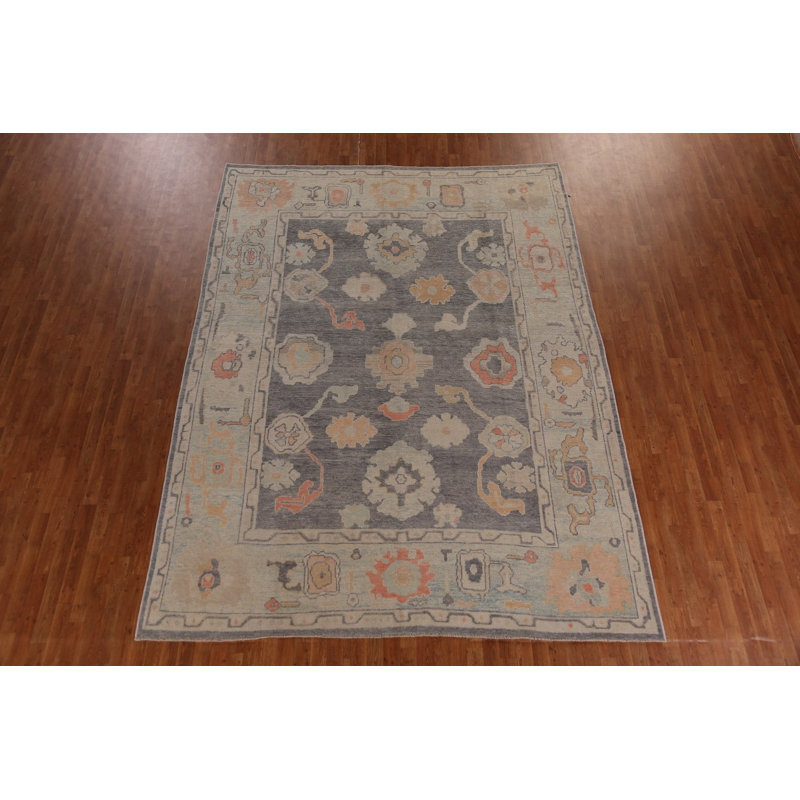 Tapis gris teint à la main Oushak 9 x 12