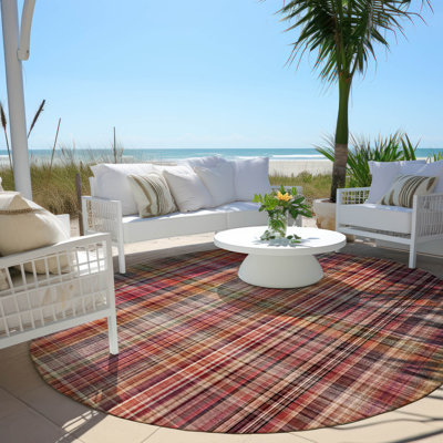 Kinslee Washable Plaid Indoor / Outdoor Rug