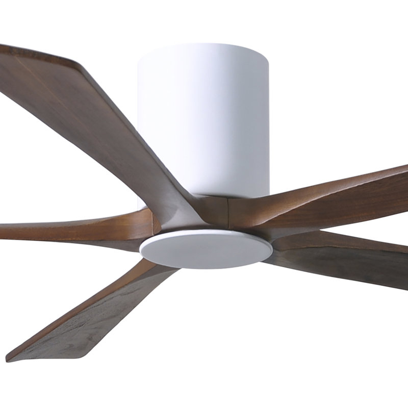 Irene Flushmount Light Kit 5 Blade LED Ceiling Fan, Walnut Tone, 60", Gloss White