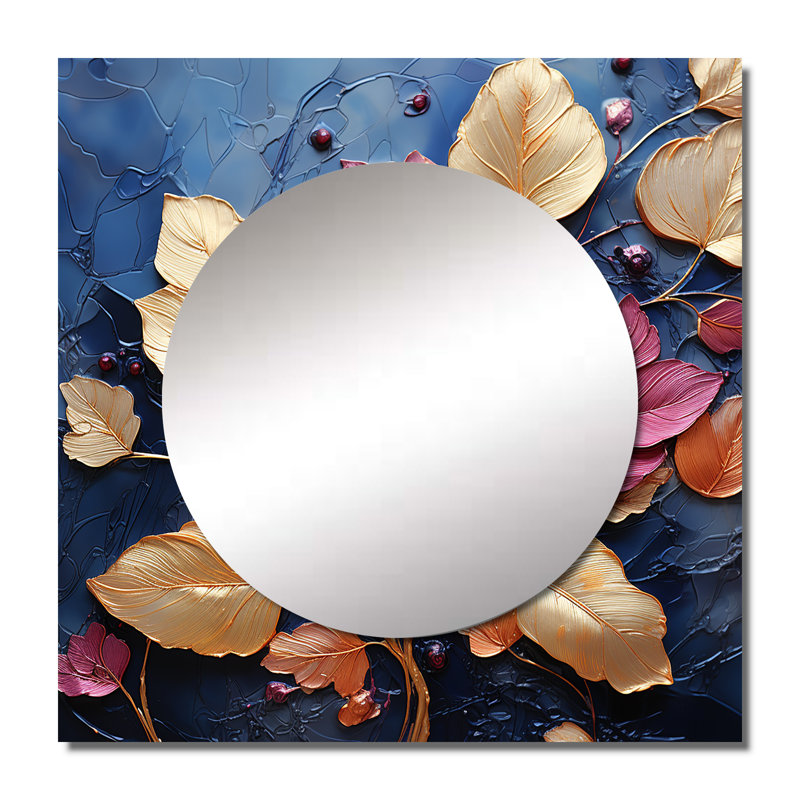 Leelo - Grand miroir carré pour décoration murale Leaves, 29 po x 29 po