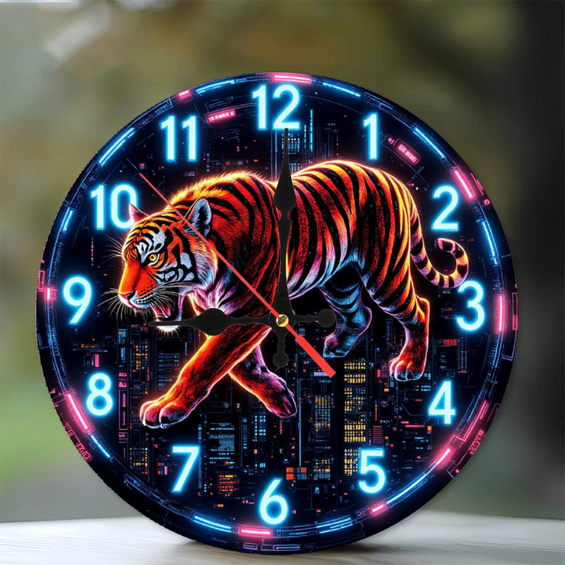 Horloge murale Neon Tiger