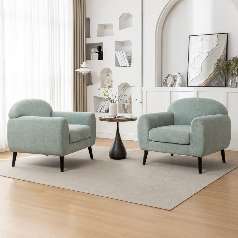 Deivi Upholstered Accent Chair with Round Arm, Light Blue Polyester